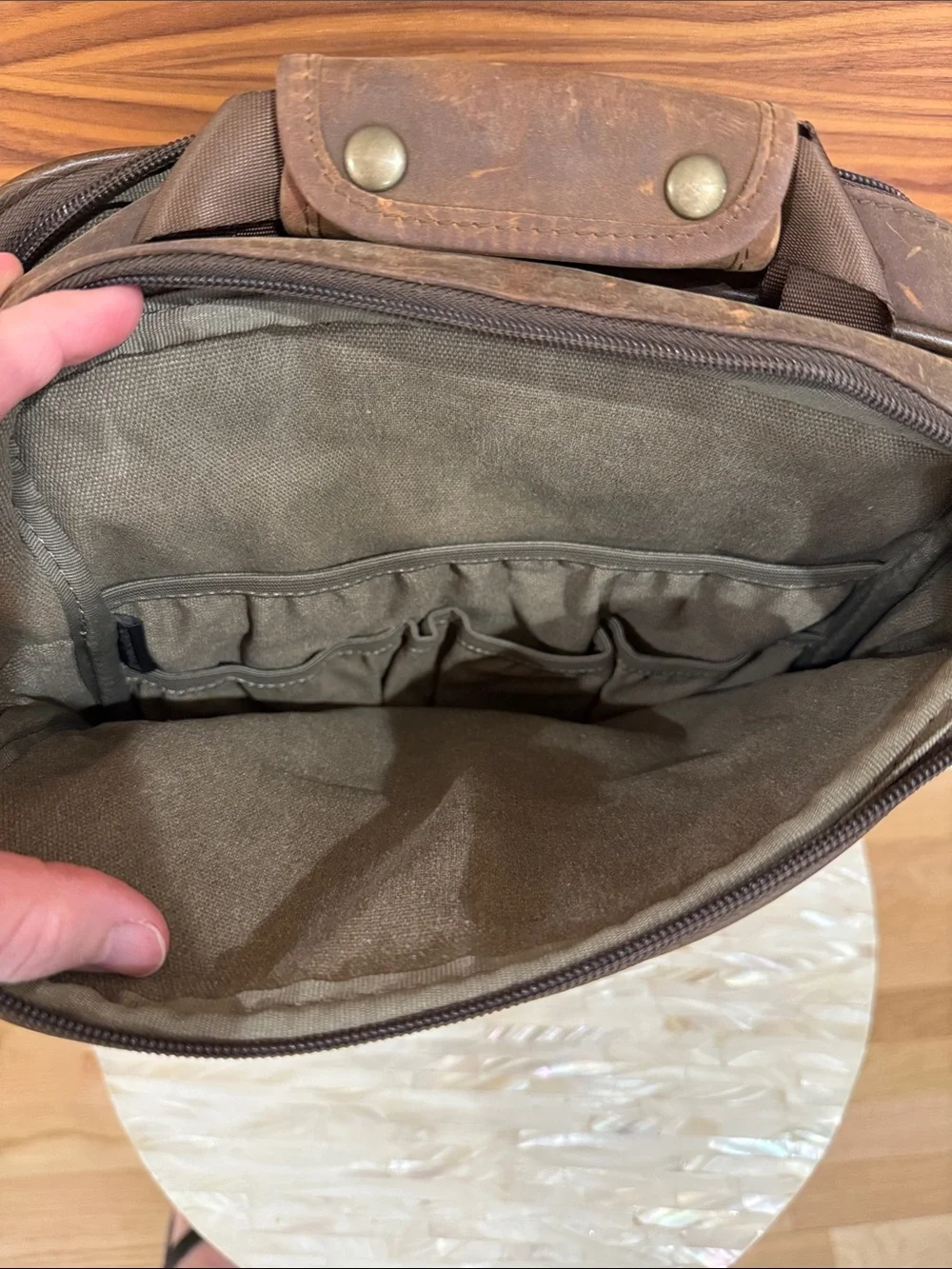 Brookstone Brown Leather Crossbody Messenger Bag - Unisex